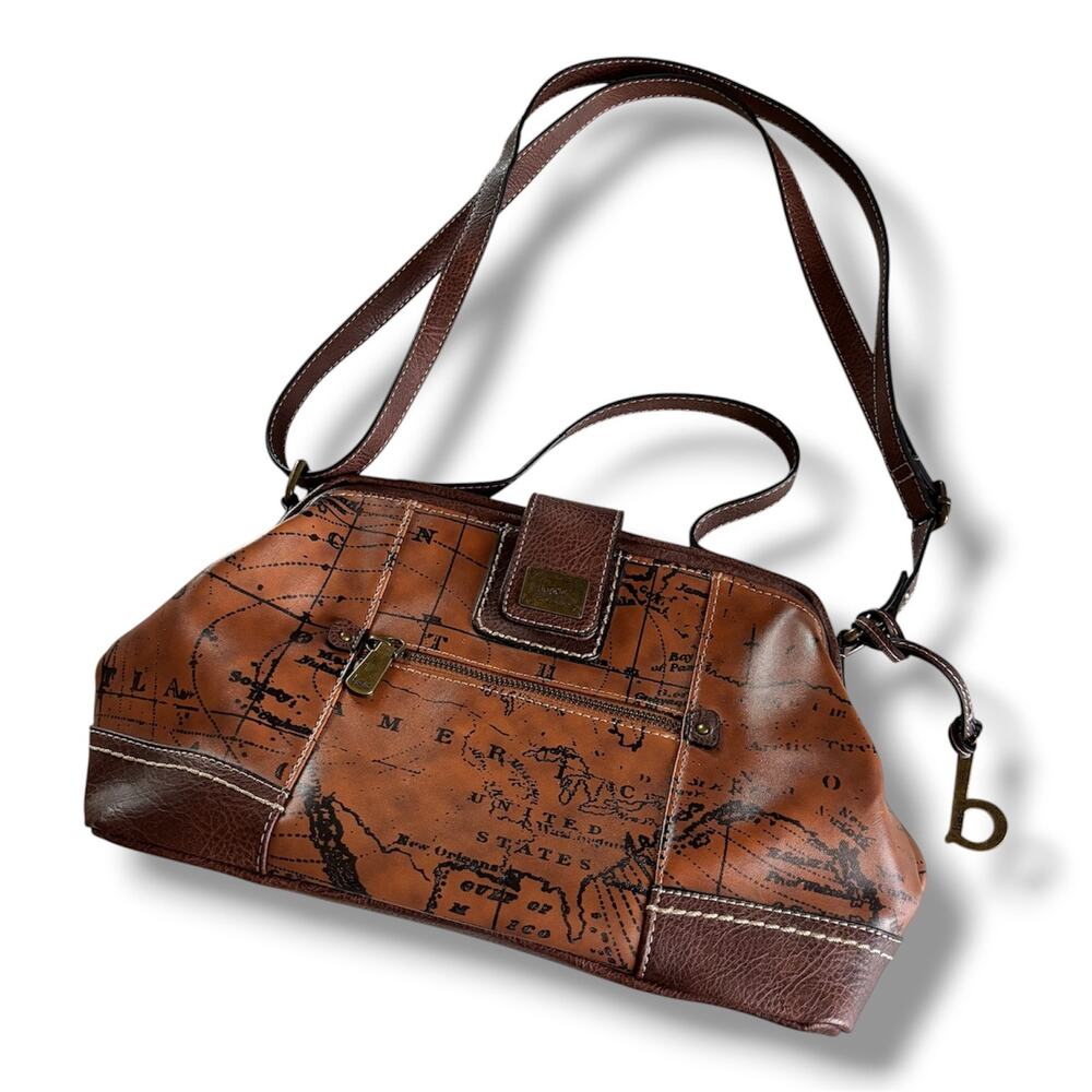 B.O.C Born Concepts World Map Faux Leather Purse Over The Shoulder Handbag Boho